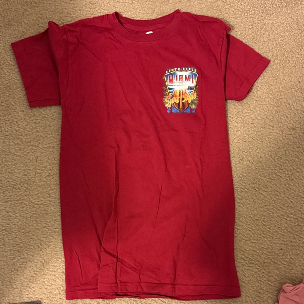 Surf Style Red Cotton T-Shirt